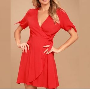New Lulus My Philosophy Red Wrap Dress Large